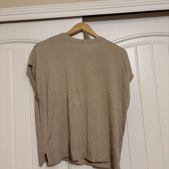 H&M Basic Sleeveless Shell Medium Beige Knit Acrylic Viscose Blend Sweater - Picture 3 of 3